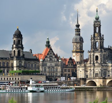 Blick auf Dresden über die Elbe