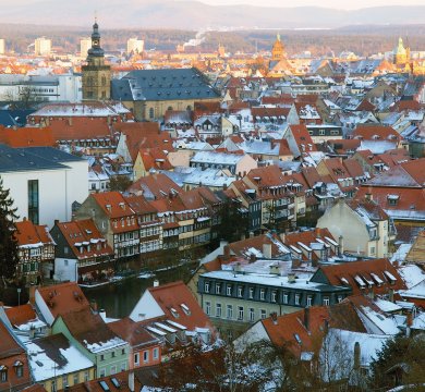 Die Altstadt von Bamberg im Winter