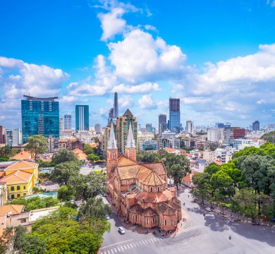 Blick auf  Notre-Dame Kathedrale Saigon
