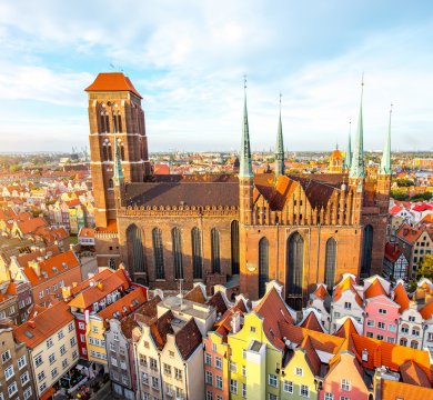 Blick auf Danzig und die Marienkirche